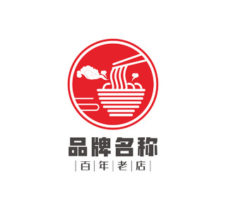 面食logo标志红色标识品牌名称面条logo